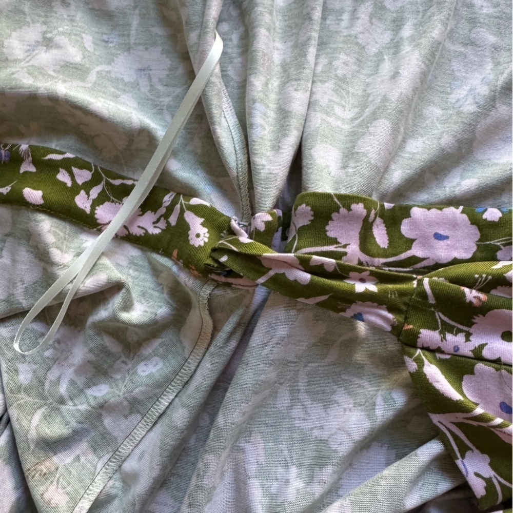 Diane von Furstenberg Gala Silk Jersey Mini Wrap Dress green pink large - Picture 14 of 16